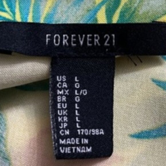 Forever 21 Womens Yellow Floral Short Sleeve Button-Down Hawaiian Shirt Large - Picture 11 of 12